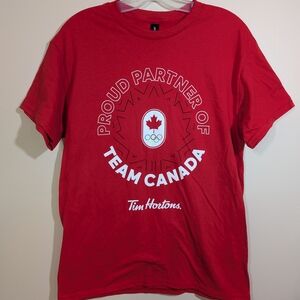 Tim Hortons Team Canada Proud Partner Graphic Tee Red Size Medium